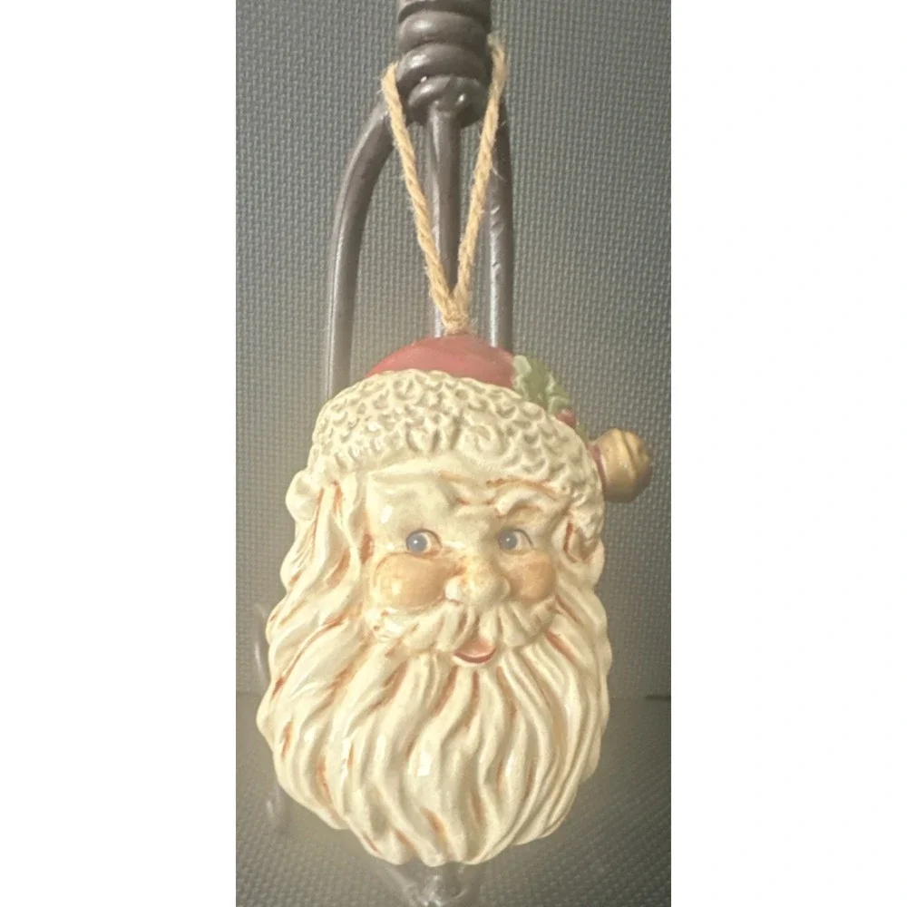 Ceramic Santa Claus Head Christmas Ornament Holiday Decor 4